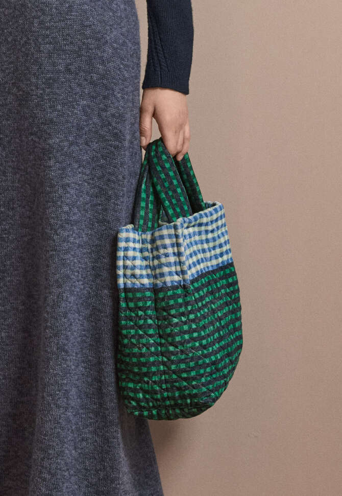 Wattierte Karotasche, Himmelblau/Flaschengr&uuml;n, completeTheLook