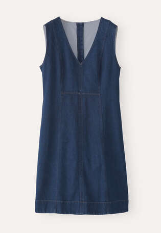 &Auml;rmelloses Indigo-Kleid, Dunkles Denimblau, webstill