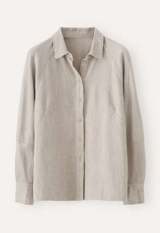 Bluse mit Raglan&auml;rmeln, Rehbraun, webstill