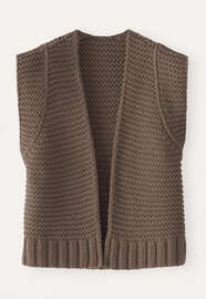 Handgestrickte Weste, Kaffeegrau, webstill