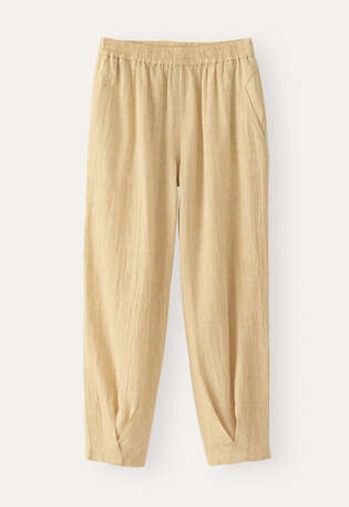 Schmal zulaufende Crinkle-Hose, Zartes Gelb, webstill
