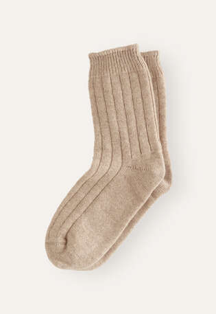 Gerippte Socken, Blasses Rehbraun, webstill