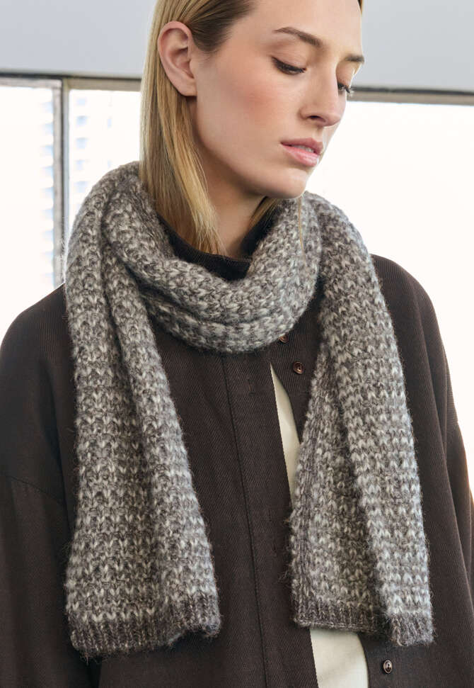 Gemusterter Schal, Grau/Braun, completeTheLook