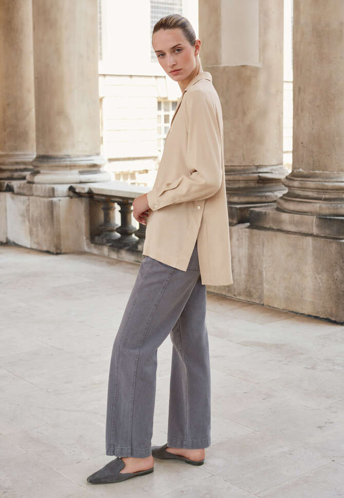 Revere-style collar shirt, Soft fawn, completeTheLook