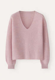 Pullover mit V-Ausschnitt, Kalkrosa, webstill