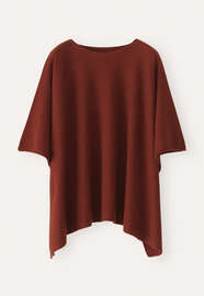 Strick-Poncho, Gebranntes Rot, webstill