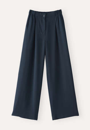 Elegante Hose mit weitem Bein, Aquamarintinte, webstill