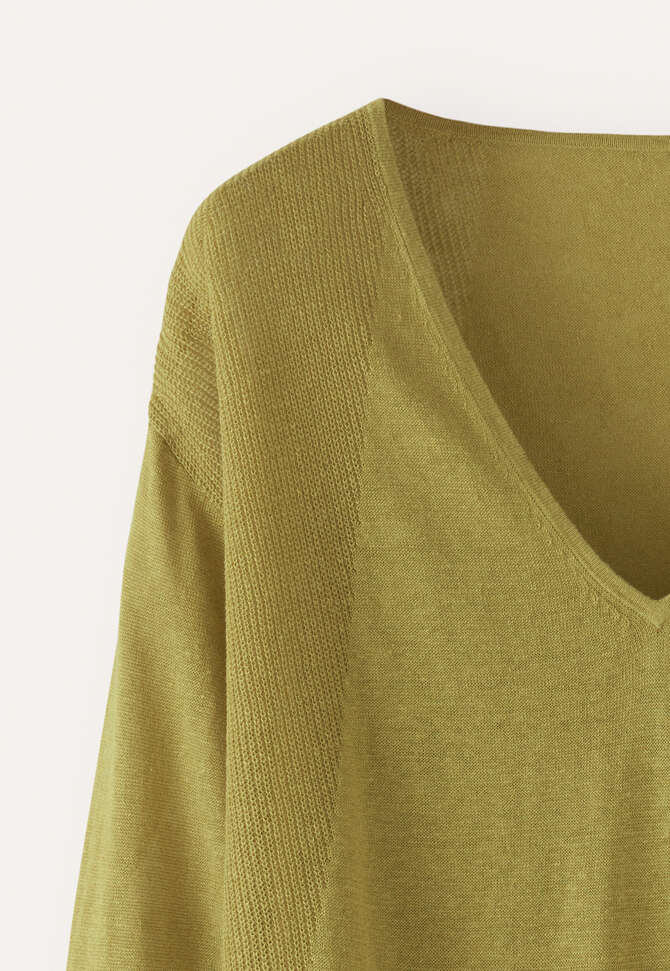 Pullover mit V-Ausschnitt, Weizengr&uuml;n, completeTheLook