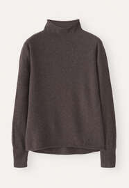 Pullover mit hohem Kragen, Maronenbraun, webstill