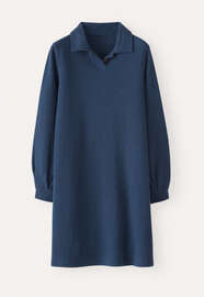 Kleid mit Knopfverschluss, Dunkles Indigo, webstill