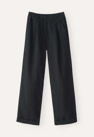 Hose mit weitem Bein, Grauschwarz, webstill