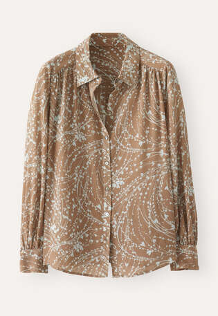 Bedruckte Bluse, Taupe/Mint, webstill