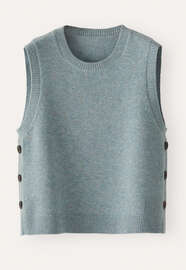 &Auml;rmelloser Pullover, Blasses Ozeanblau, webstill