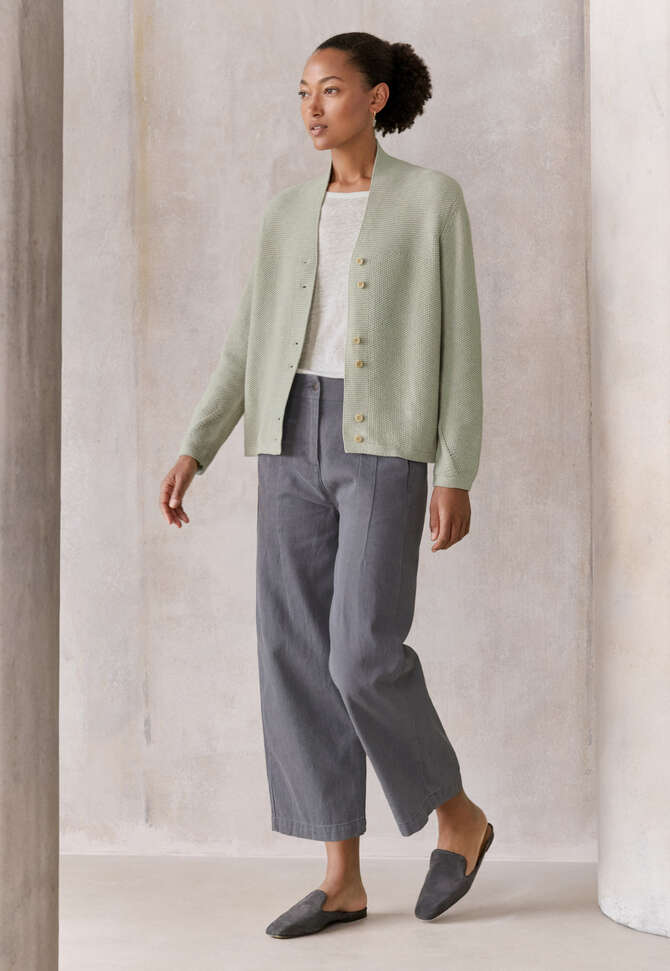Cardigan mit Knopfleiste, Frostiges Salbeigr&uuml;n, completeTheLook