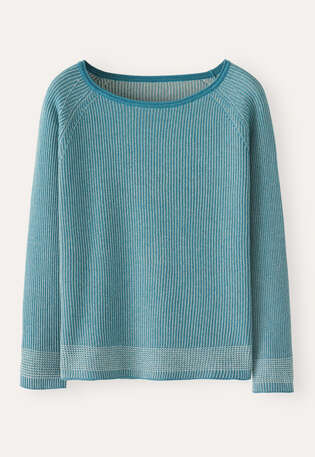 Zweifarbiger Rippstrick-Pullover, Zartes T&uuml;rkis, webstill