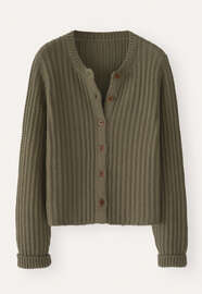 Gerippter Cardigan, Dunkles Oliv, webstill