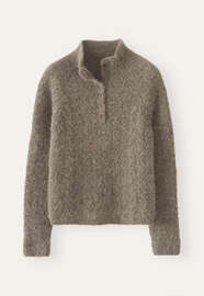 Pullover mit gekn&ouml;pftem Kragen, Dunkles Taupe, webstill