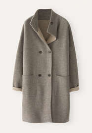Coatigan mit Kragen, Taupe, webstill