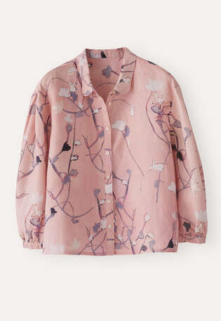 Print-Bluse mit Falten&auml;rmeln, Zartes Rosa, webstill