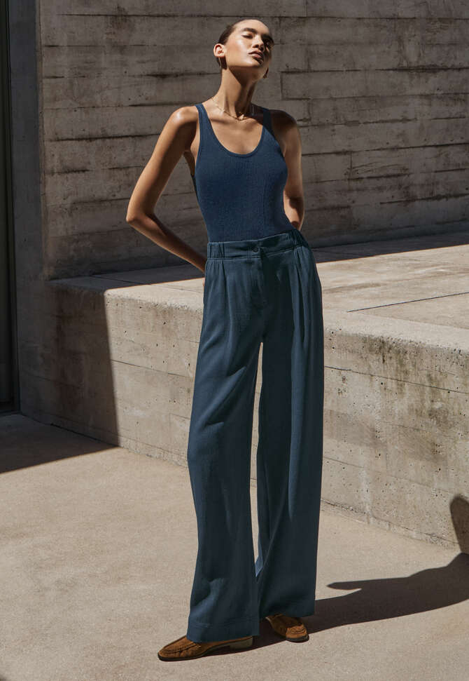 Elegante Hose mit weitem Bein, Aquamarintinte, completeTheLook