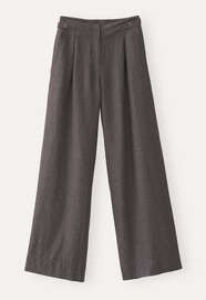 Hose mit weitem Bein, Grau/Kaffee, webstill