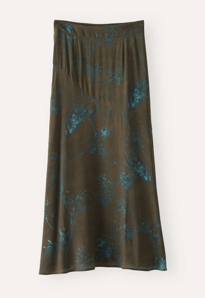 Langer Rock mit Print, Dunkelbraun, completeTheLook