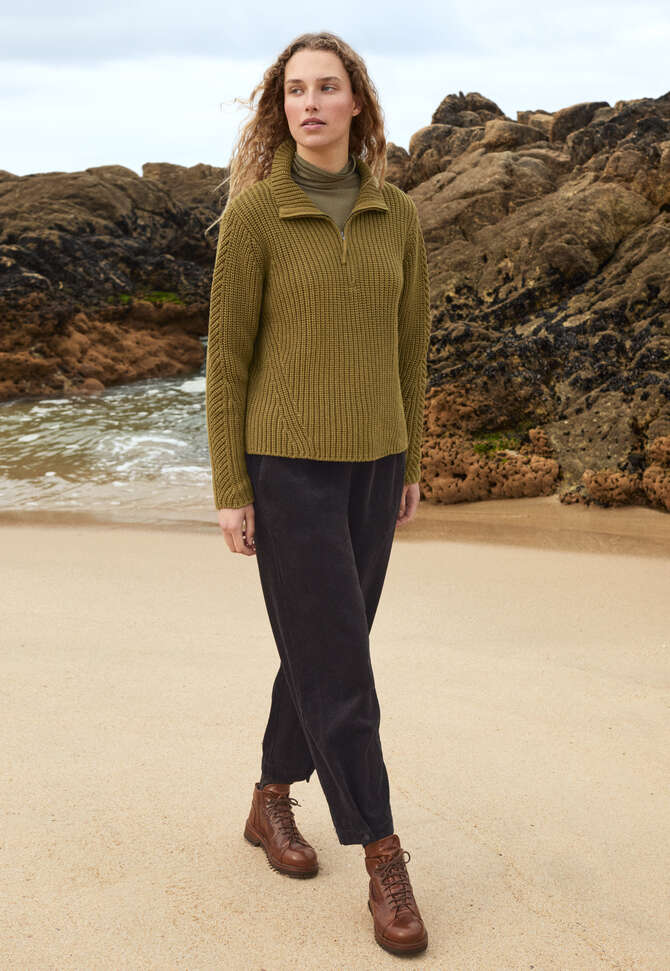 Pullover mit Rei&szlig;verschluss, Flechte, completeTheLook