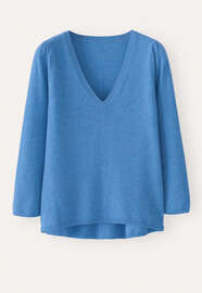 V-Ausschnitt-Pullover, Zartes Marineblau, webstill