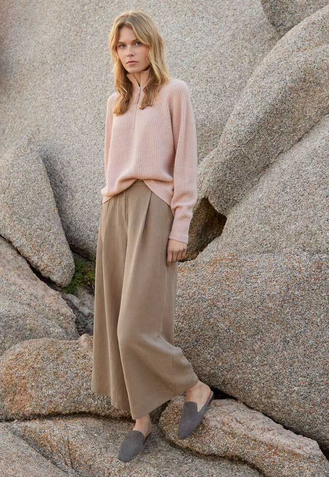 Pullover mit Frontrei&szlig;verschluss, Grauros&eacute;, completeTheLook