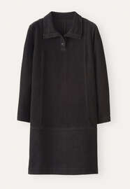 Cordkleid mit Trichterkragen, Espresso, webstill