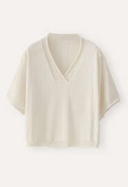Pullover mit V-Ausschnitt, Creme, webstill