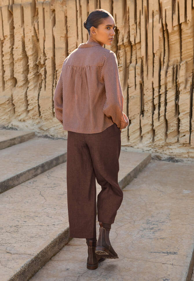 Barrel-Leg-Hose, Rotbraun, completeTheLook