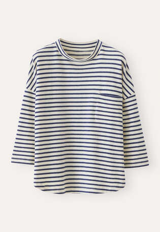 Gestreiftes Top, Navyblau/Creme, webstill