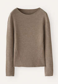 Pullover mit Rundhalsausschnitt, Blasses Champignon, webstill