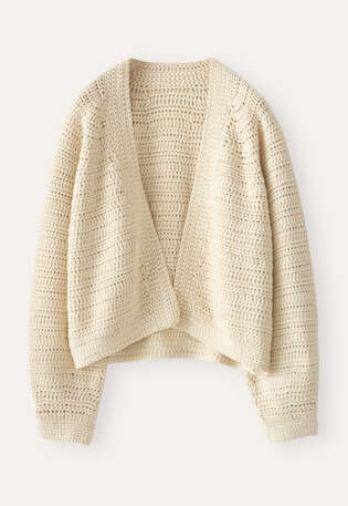 Handgeh&auml;kelter Cardigan, Ecru, webstill