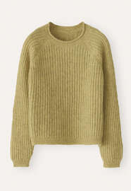 Ripppullover mit Rundhalsausschnitt, Flechtengelb, webstill