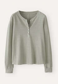 Gestreiftes Henley-Top, Mint/Grau, webstill