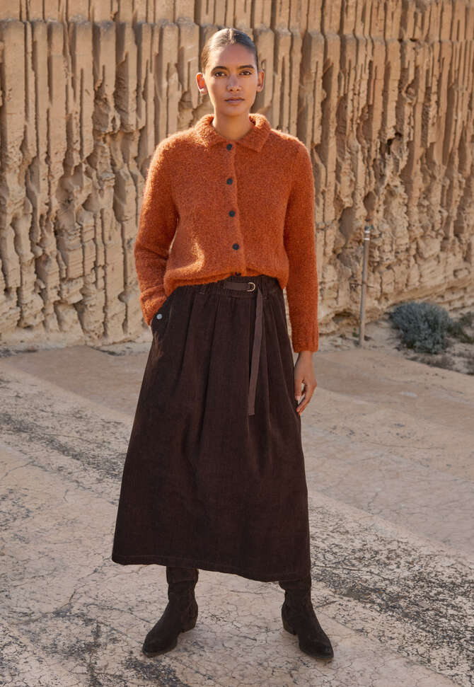 Cardigan mit Kragen, Rostorange, completeTheLook