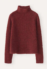 Pullover mit Trichterkragen, Dunkelrot, webstill