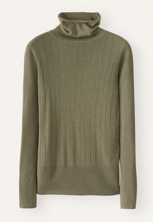 Gerippter Pullover, Moos/Taupe, webstill