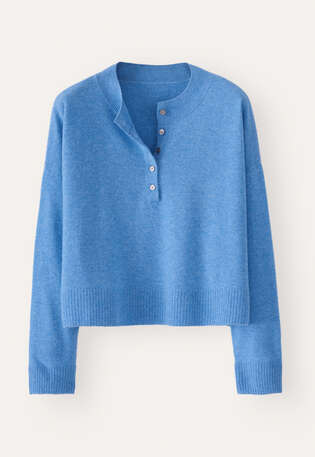 Pullover mit Knopfleiste, Zartes Marine, webstill