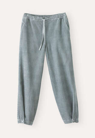 Schmal zulaufende Hose, Enteneiblau, webstill