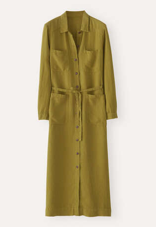 Kleid mit Taschen, Dunkle Limette, webstill
