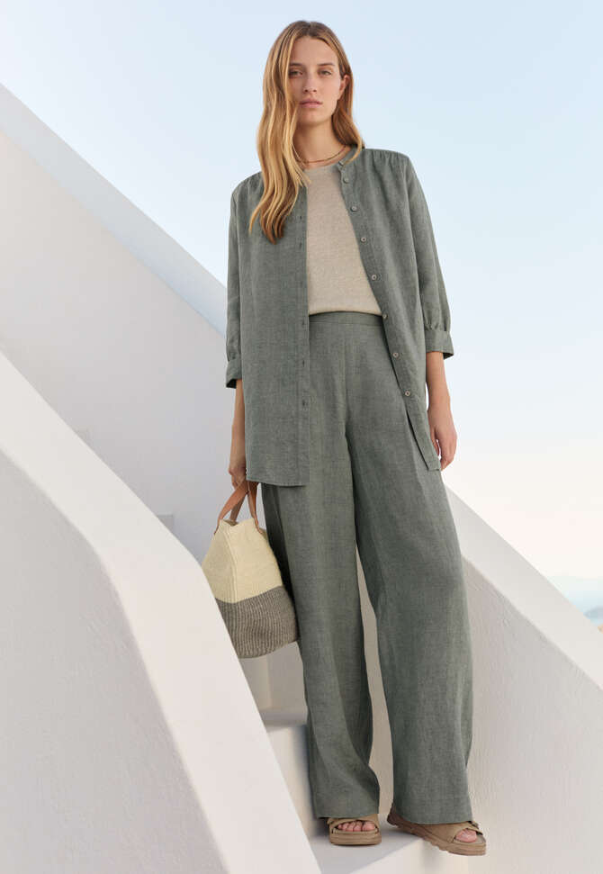Hose mit glatter Front, Dunkles Lorbeer, completeTheLook