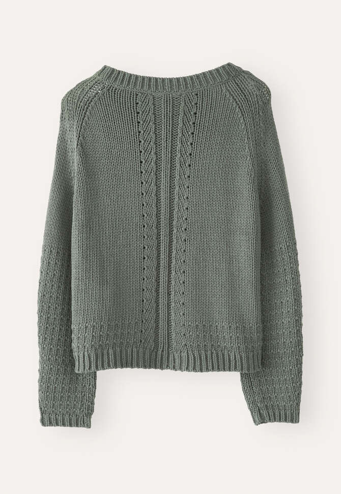 Pullover mit eingestricktem Muster, Dunkles Lorbeer, completeTheLook
