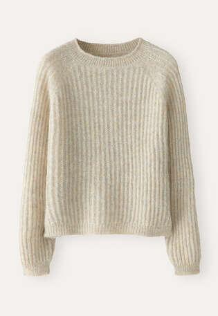 Pullover mit Rundhalsausschnitt, Naturstein, webstill