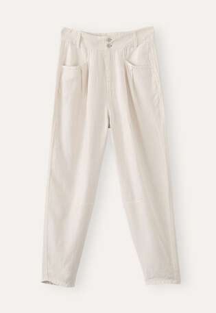 Schmal zulaufende Hose, Ecru, webstill