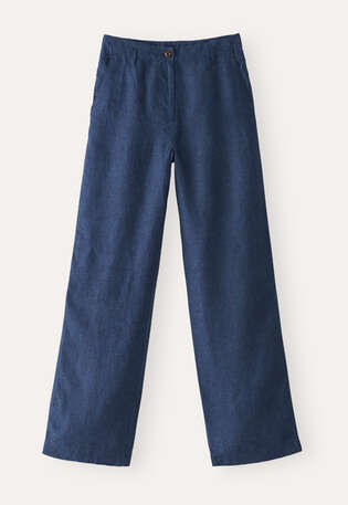 Entspannte Hose mit geradem Bein, Mitternachtsblau, webstill