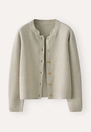 Inlaymuster-Cardigan, Salbei/Kiesel, webstill