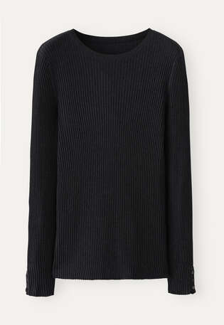 Ripppullover, Schwarz meliert, webstill